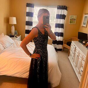 NAVY BLUE DRESS W/ TULLE WAIST SIZE 8 NWT ELEGANT FORMAL BLACK TIE  ELEGANT